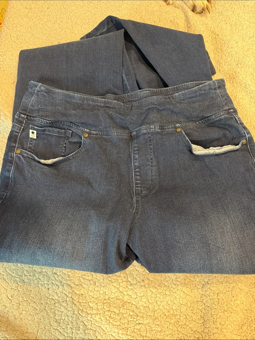 Belle by Kim Gravel Pull-On Stretch Waist Dark Blue Boot Cut Jeans